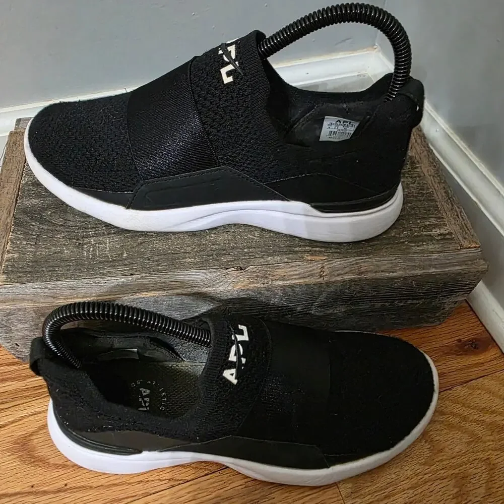 APL TechLoom Bliss Black White Slip On Running Shoes Women's Size 6